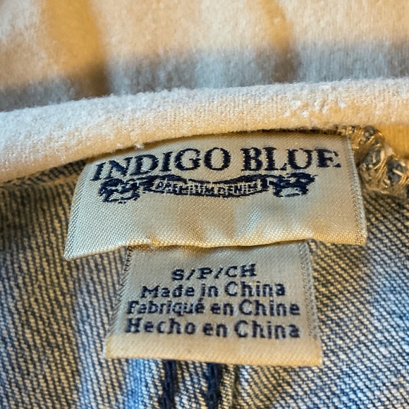 Indigo Blue Skinny Jeans with Tan Waistband - Picture 3 of 5